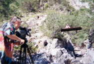 Tournage de l'Homme des Roubines, avec Luc Moullet.